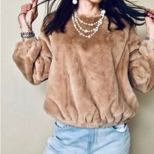 Philosophy Tan Faux Fur Sweater